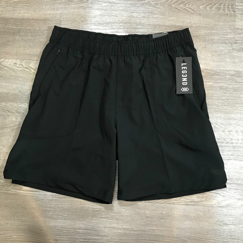LEG3ND Mens Stretch Athletic Shorts Black 7 Inch Inseam Size Medium NWT